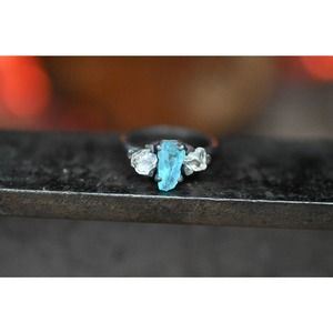 Aquamarine Engagement Ring Rough Blue Gemstone Natural Uncut Aquamarine …